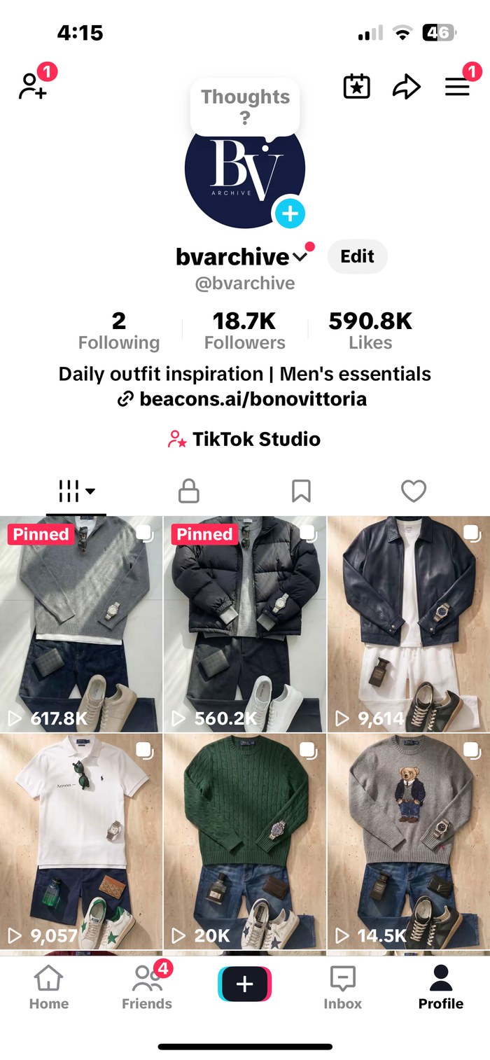 Real TikTok profile screenshot of @bvarchive showing 18.7K followers