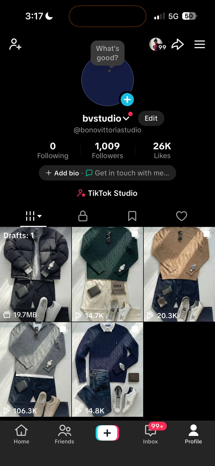 Real TikTok profile screenshot of the same account showing 1,009 followers, 48 hours later